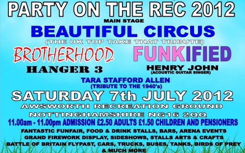 Awsworth "party on the rec" poster